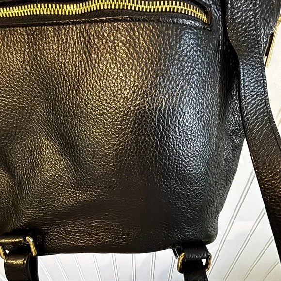 Vera Peele Black Genuine Leather Women’s Purse Backpack - Picture 7 of 8